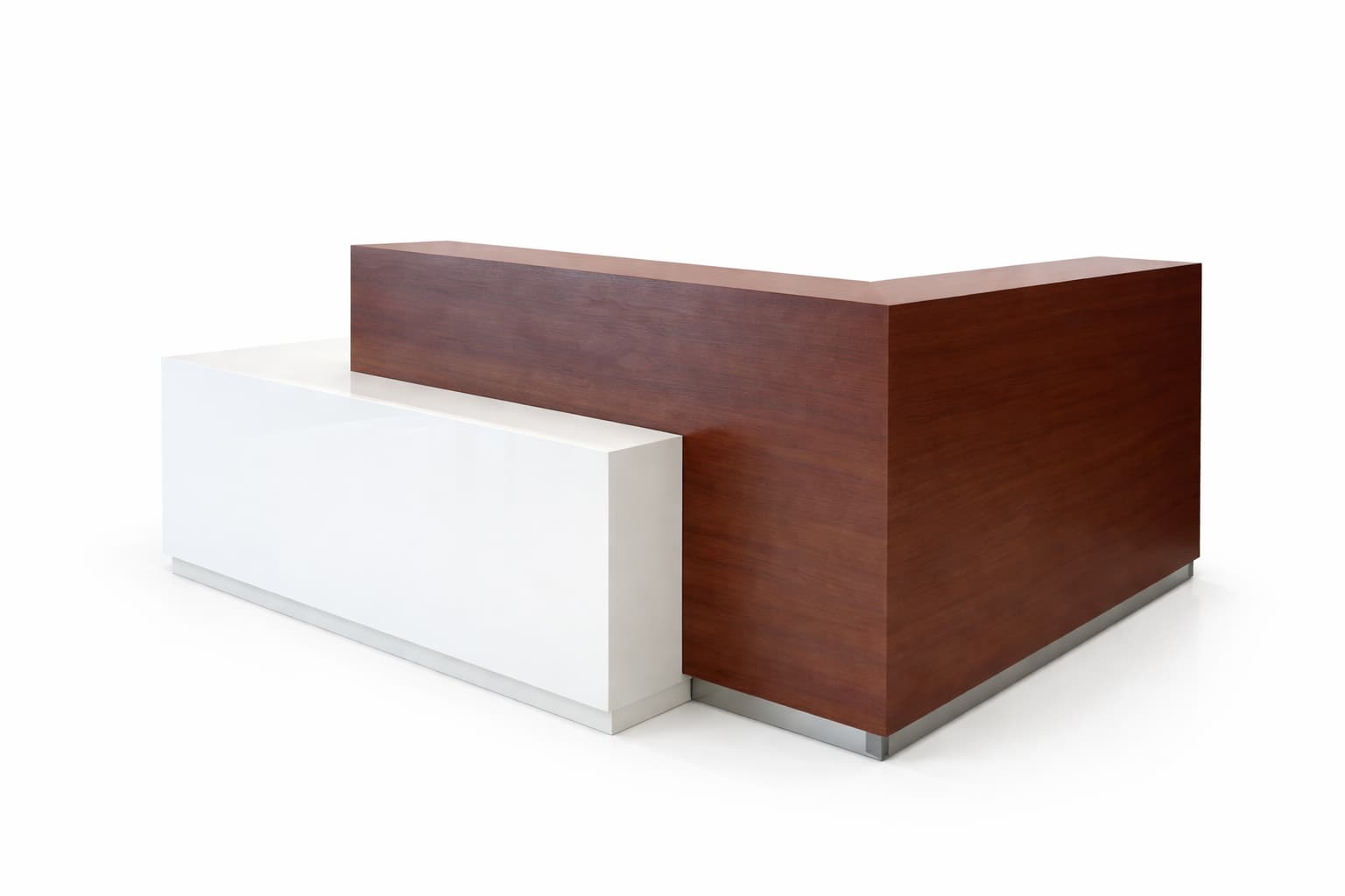 Mostrador ejecutivo en melamina bicolor para oficina moderna