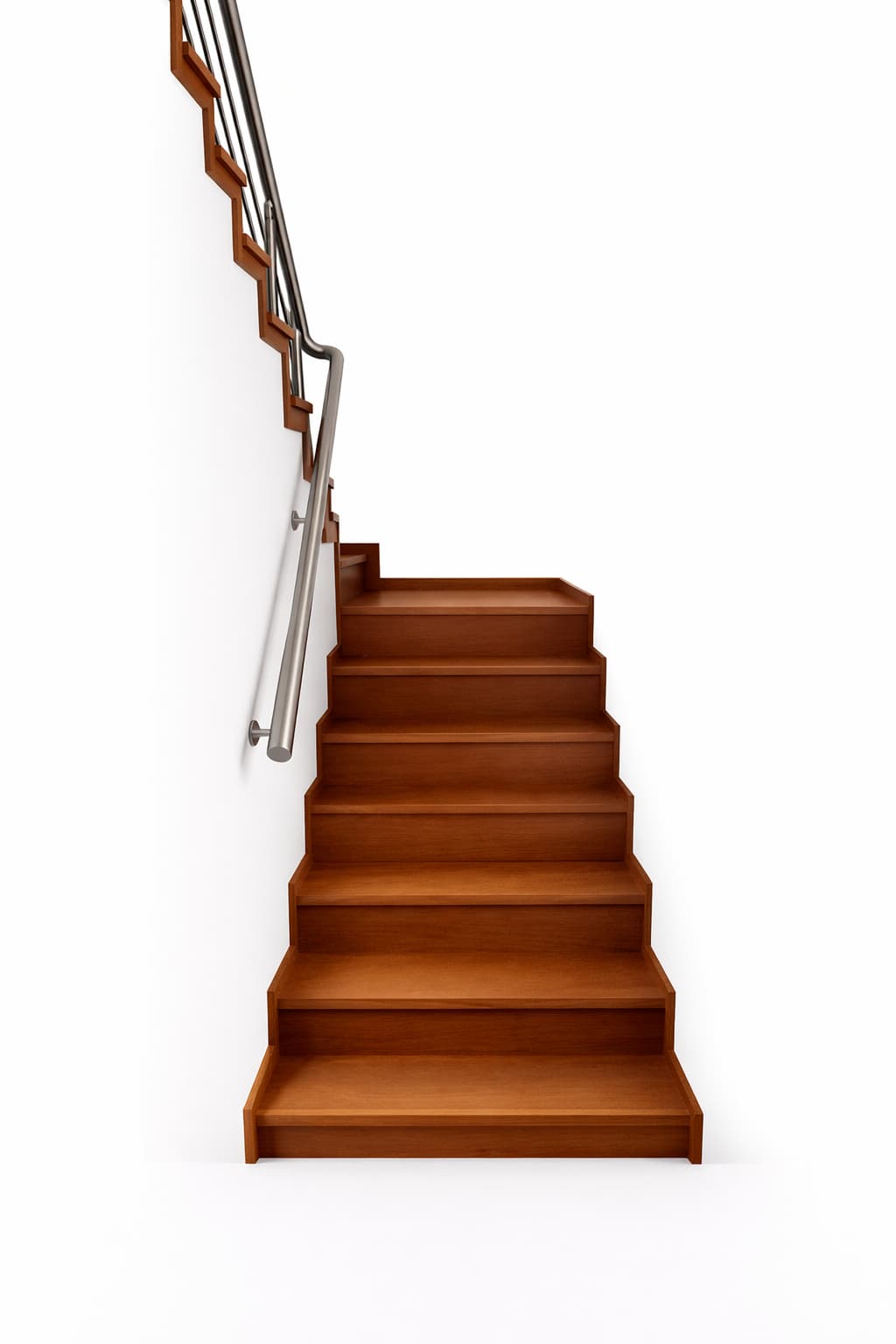 Escalera de madera con pasamanos de pared estilo moderno